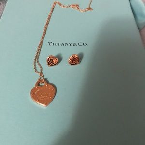 Tiffany rose gold earrings and necklace.